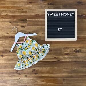 SweetHoney Fresh Squeezed (Lemons) Tankini Top Cream Yellow Green 3T